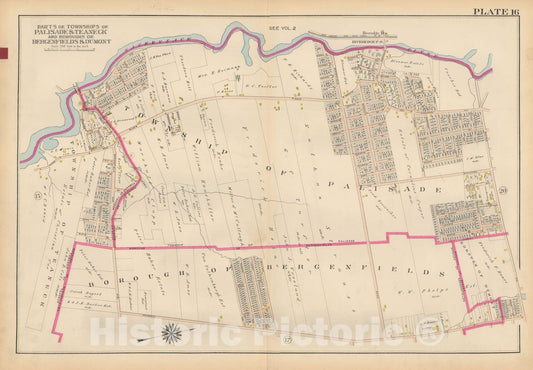 Historic Map : Atlas of Bergen County, New Jersey, Volume One, Bergenfields & Palisade 1912 Plate 016 , Vintage Wall Art