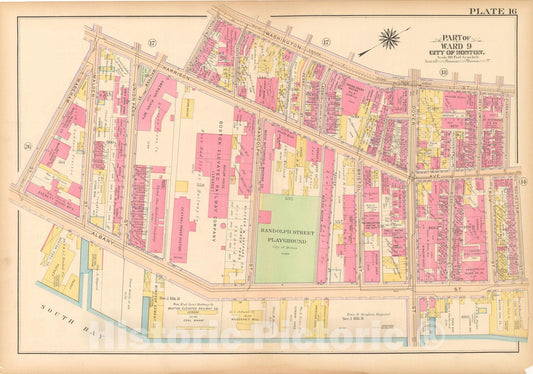 Historic Map : Atlas City of Boston, Boston 1912 Plate 016 , Vintage Wall Art