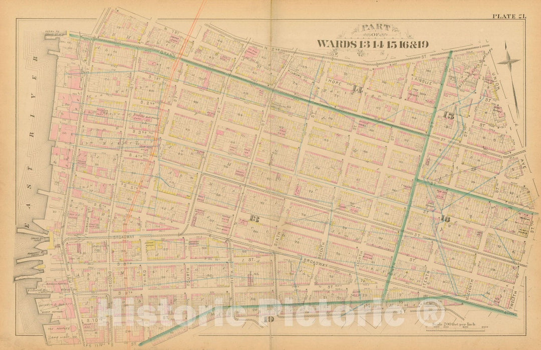 Historic Map : Atlas Entire City of Brooklyn Complete in One Volume, Brooklyn 1880 Plate 021 , Vintage Wall Art