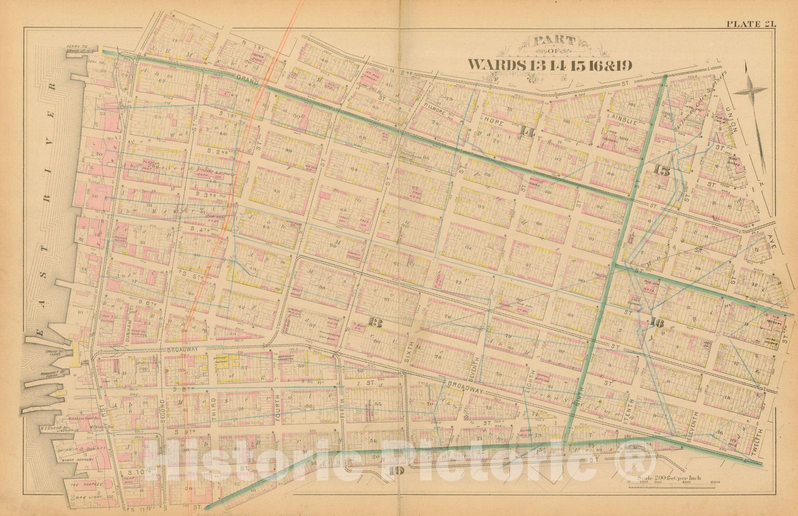 Historic Map : Atlas Entire City of Brooklyn Complete in One Volume, Brooklyn 1880 Plate 021 , Vintage Wall Art