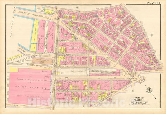 Historic Map : Atlas City of Boston, Boston Proper and Back Bay, Boston 1917 Plate 006 , Vintage Wall Art