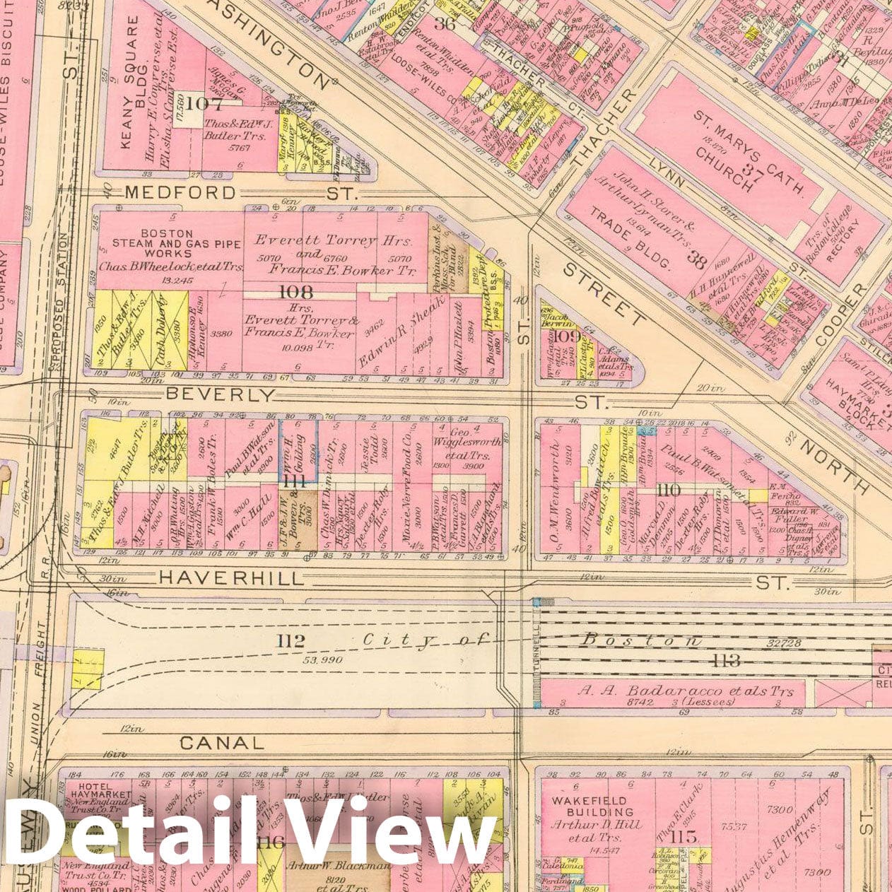 Historic Map : Atlas City of Boston, Boston Proper and Back Bay, Boston 1917 Plate 006 , Vintage Wall Art