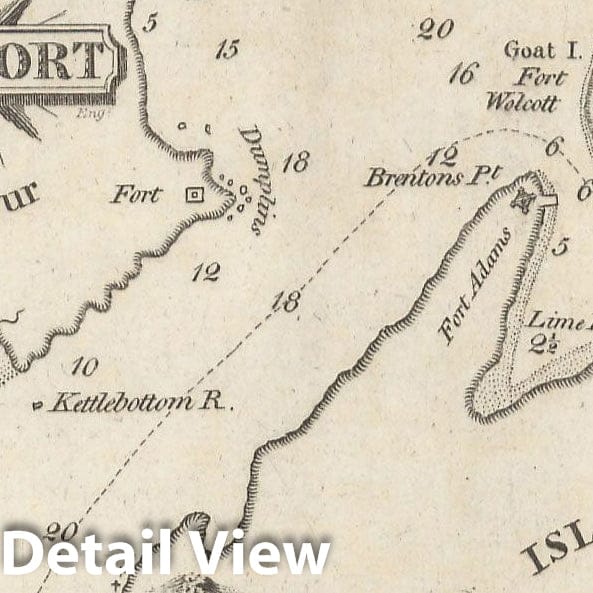 Historic Map : American Coast Pilot, Newport 1815 , Vintage Wall Art