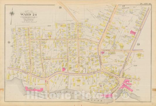 Historic Map : Atlas City of Boston, Vol. 5, Dorchester, Dorchester 1894 Plate 035 , Vintage Wall Art