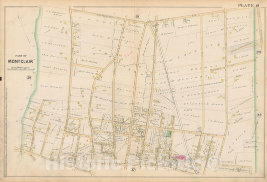 Historic Map : Atlas of Essex County, New Jersey, Montclair 1890 Plate 018 , Vintage Wall Art
