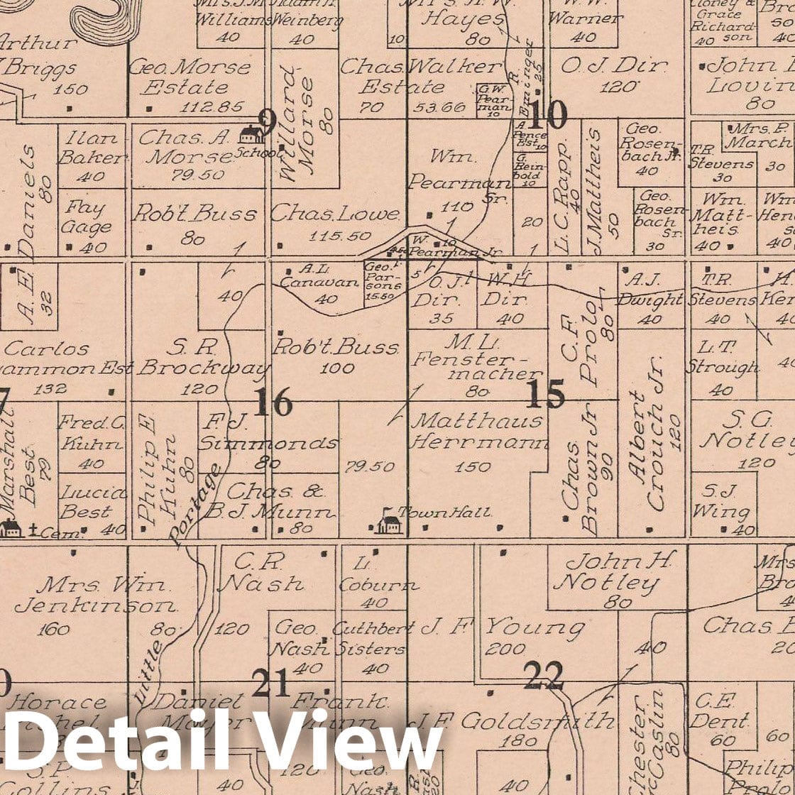 Historic Map : Brady 1910 , Standard Atlas of Kalamazoo County , Vintage Wall Art