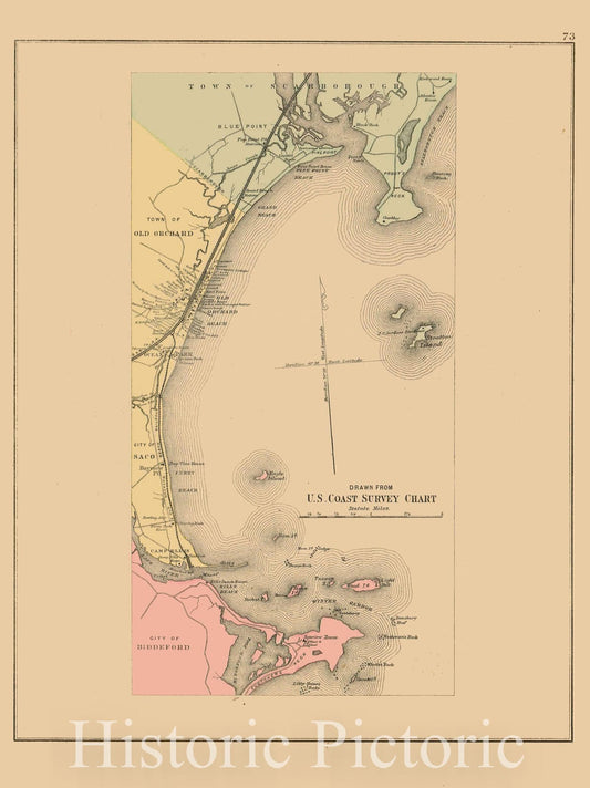 Historic Map : Atlas State of Maine, Old Orchard Beach 1894-95 , Vintage Wall Art