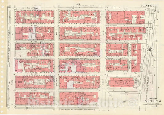 Historic Map : Manhattan Land Book 1955 - Updated Through Nov 7th, New York City 1975 Plate 079 , Vintage Wall Art