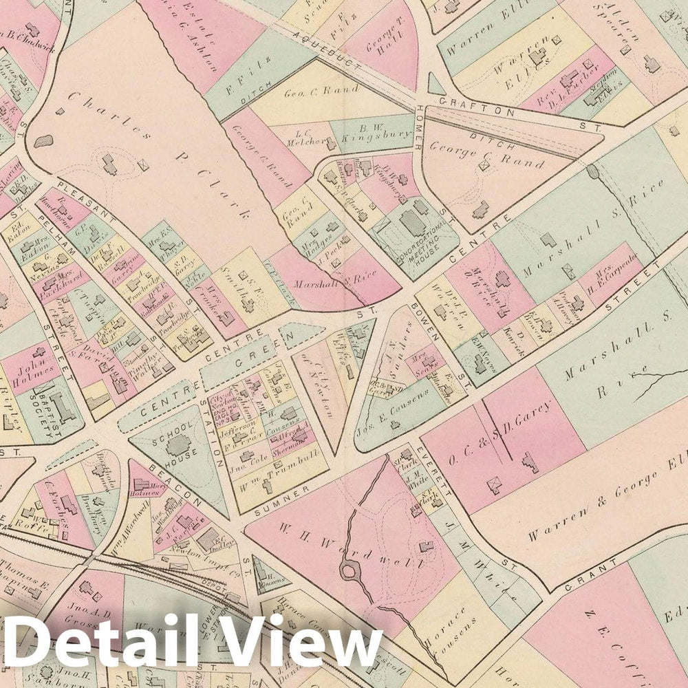 Historic Map : City of Newton, Middlesex County, Newton 1874 Plate J , Vintage Wall Art