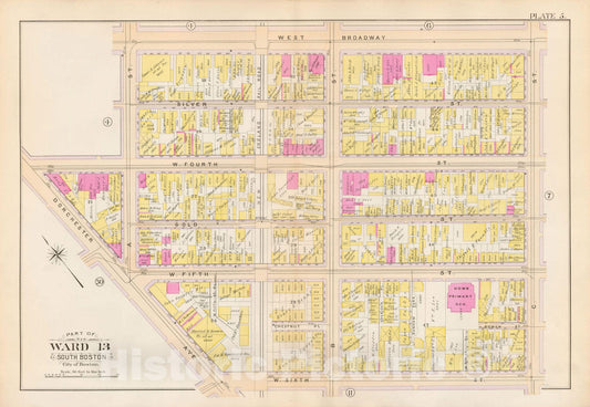 Historic Map : Atlas City of Boston, South Boston 1899 Plate 005 , Vintage Wall Art