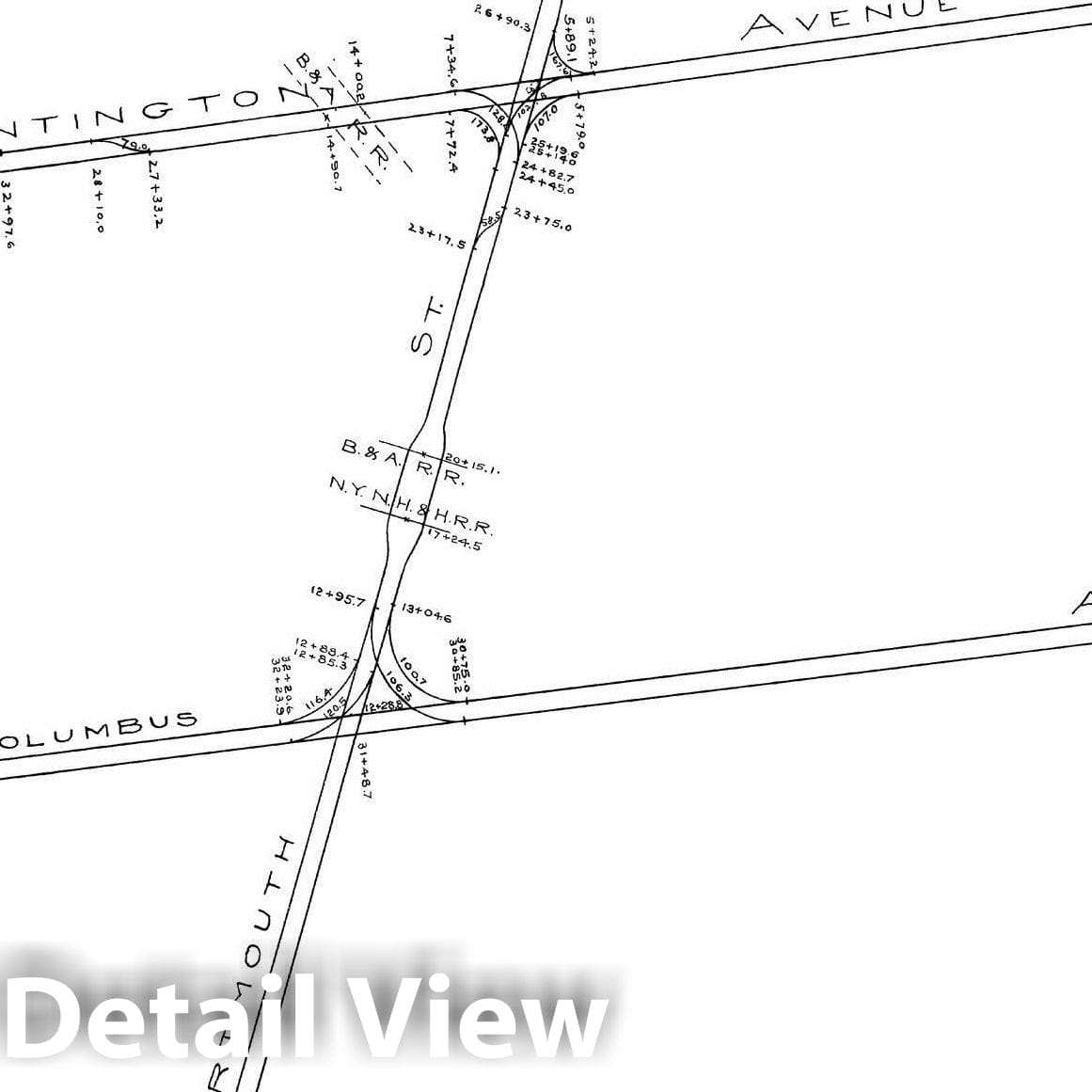 Historic Map : Boston Elevated Railway Track Plans, Boston 1899-1915 Plate 025 , Vintage Wall Art