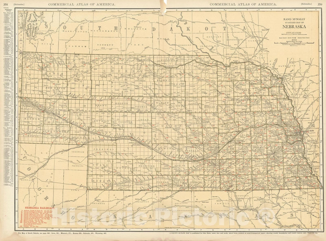 Historic Map : Nebraska 1925 , Vintage Wall Art