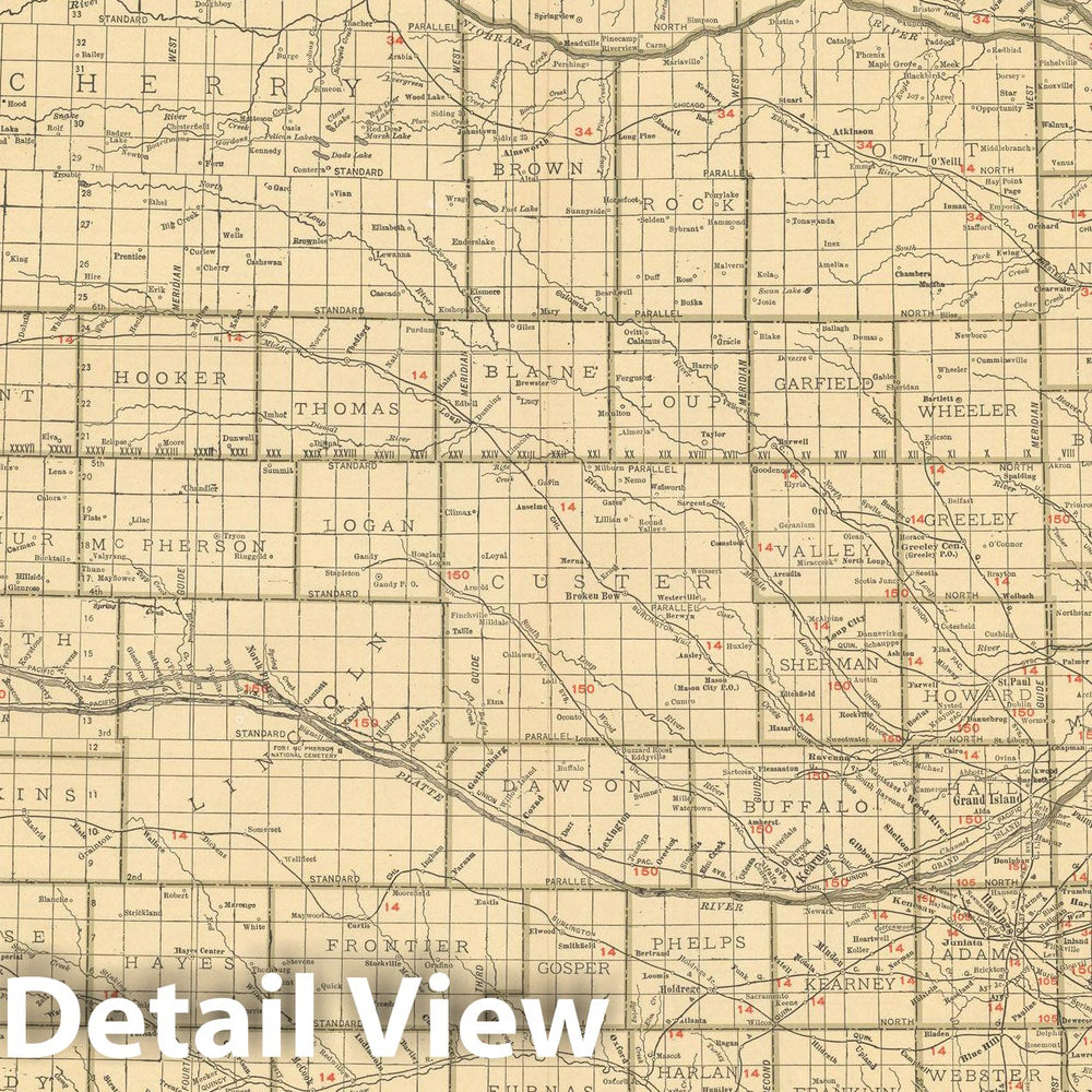 Historic Map : Nebraska 1925 , Vintage Wall Art