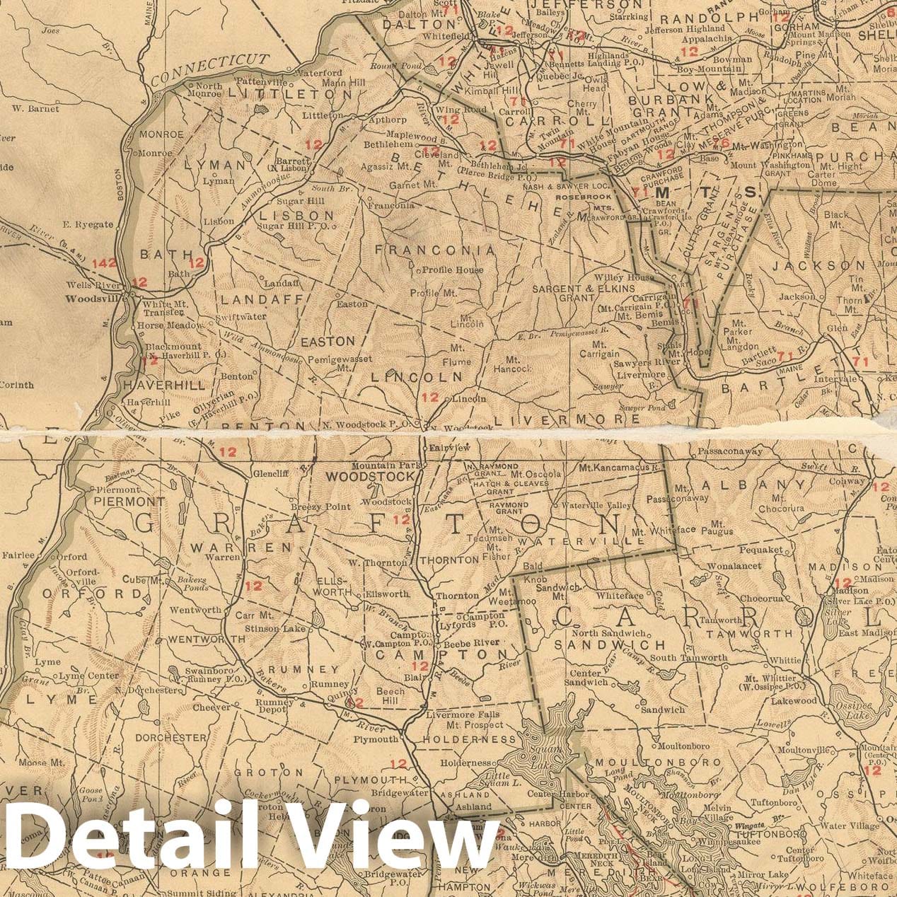 Historic Map : New Hampshire 1925 , Vintage Wall Art