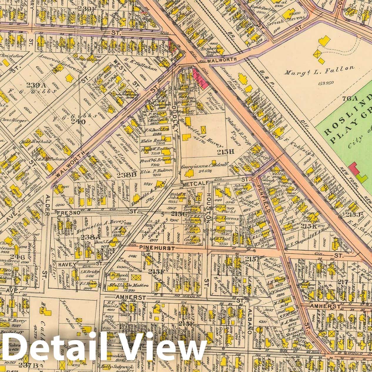 Historic Map : Atlas City of Boston, West Roxbury, Roslindale 1914 Plate 018 , Vintage Wall Art