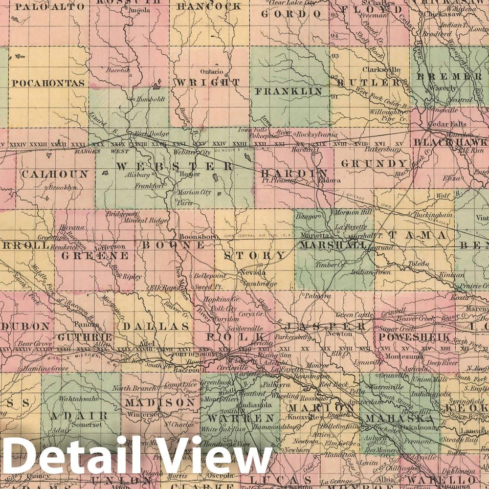 Historic Map : Iowa 1857 , General Atlas (Of The World) , Vintage Wall Art