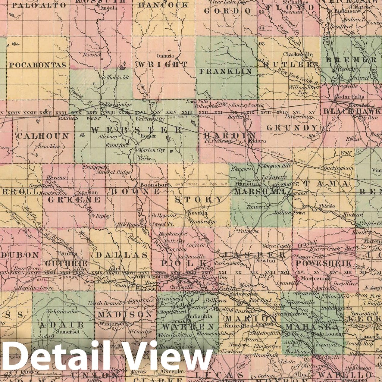 Historic Map : Iowa 1857 , General Atlas (Of The World) , Vintage Wall Art