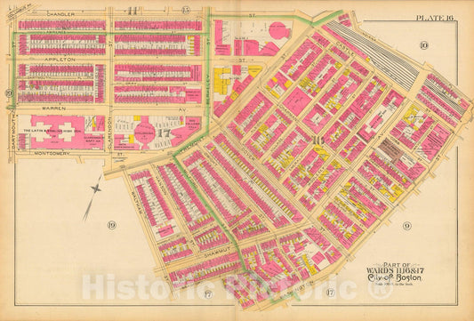 Historic Map : Atlas City of Boston, City Proper and Roxbury, Boston 1890 Plate 016 , Vintage Wall Art