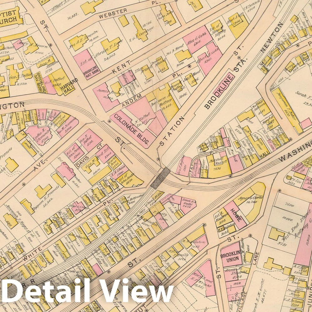 Historic Map : Atlas Town of Brookline, Brookline 1897 Plate 001 , Vintage Wall Art