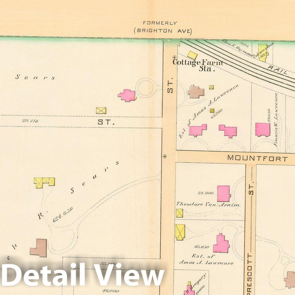 Historic Map : Atlas Town of Brookline, Brookline 1888 Plate A , Vintage Wall Art