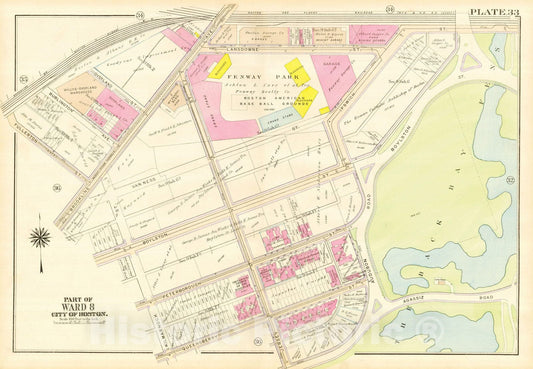 Historic Map : Atlas City of Boston, Boston Proper and Back Bay, Boston 1917 Plate 033 , Vintage Wall Art