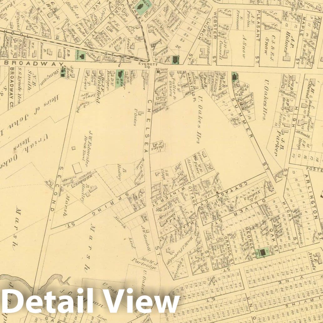 Historic Map : County Atlas of Middlesex Massachusetts, Everett 1875 , Vintage Wall Art