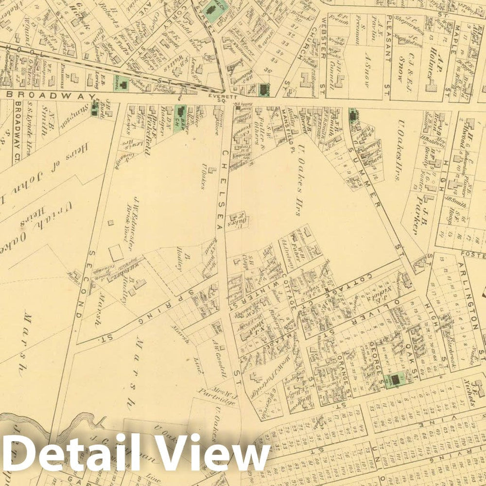 Historic Map : County Atlas of Middlesex Massachusetts, Everett 1875 , Vintage Wall Art