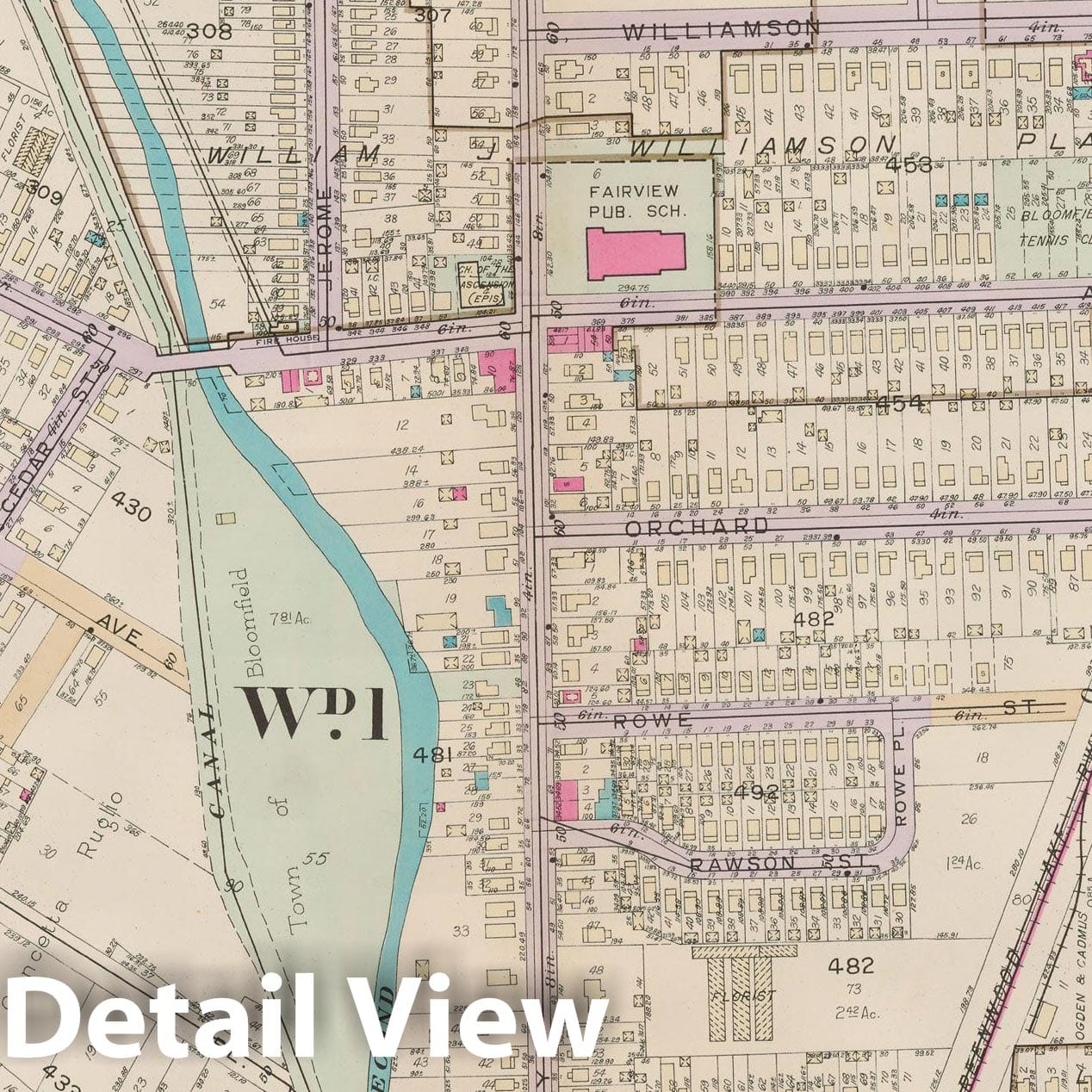 Historic Map : Atlas of Bloomfield, Belleville and Nutley; Essex County Vol D, Bloomfield 1932 Plate 006 , Vintage Wall Art