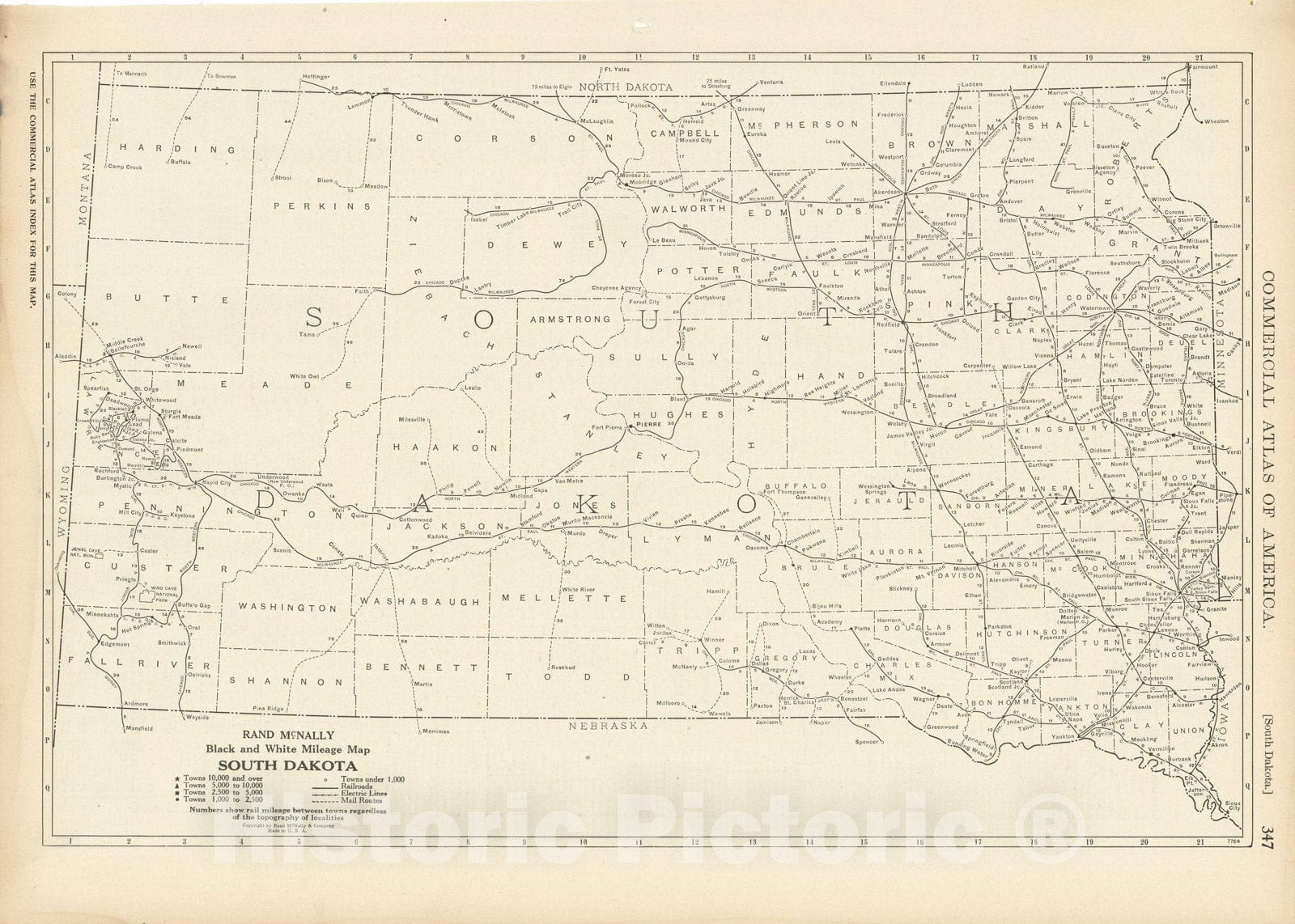 Historic Map : South Dakota 1925 , Vintage Wall Art