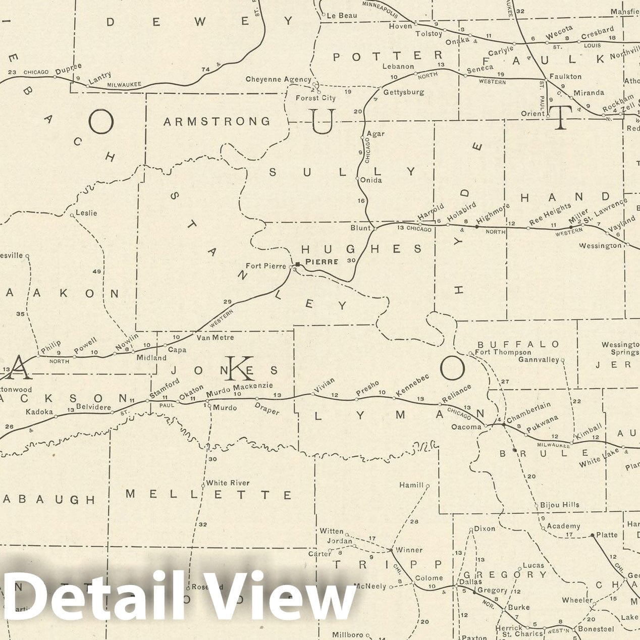 Historic Map : South Dakota 1925 , Vintage Wall Art
