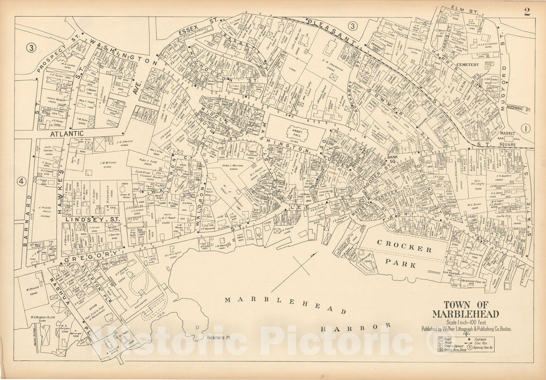 Historic Map : Atlas of Marblehead, Marblehead 1910 Plate 002 , Vintage Wall Art