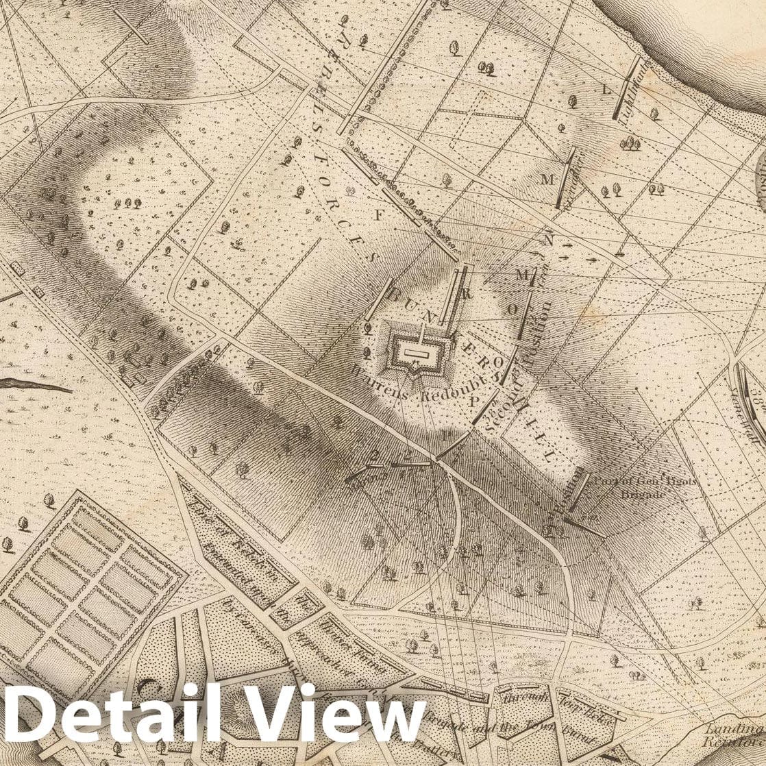 Historic Map : Action at Bunker Hill 1775 , Vintage Wall Art