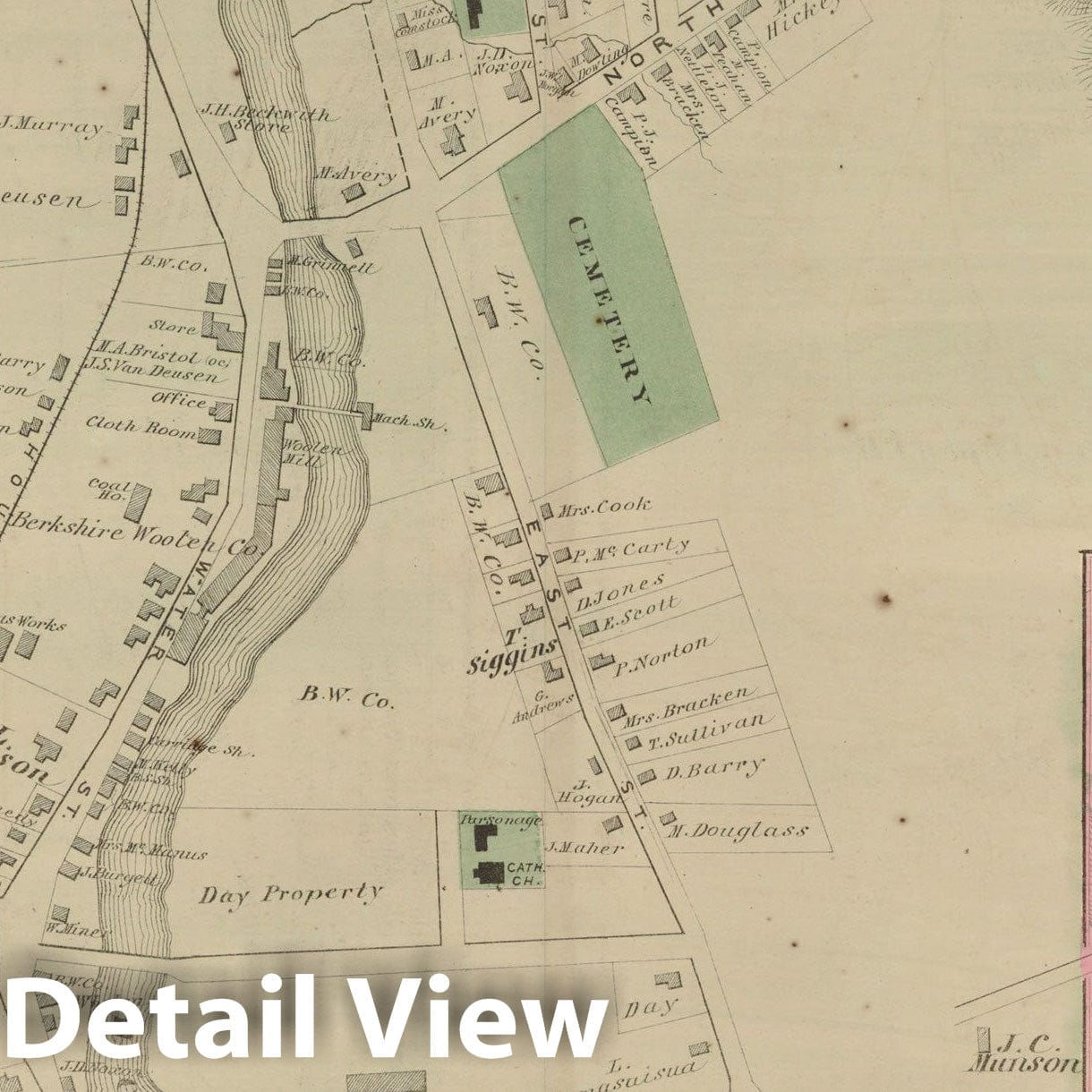 Historic Map : County Atlas of Berkshire County, Great Barrington 1876 , v2, Vintage Wall Art