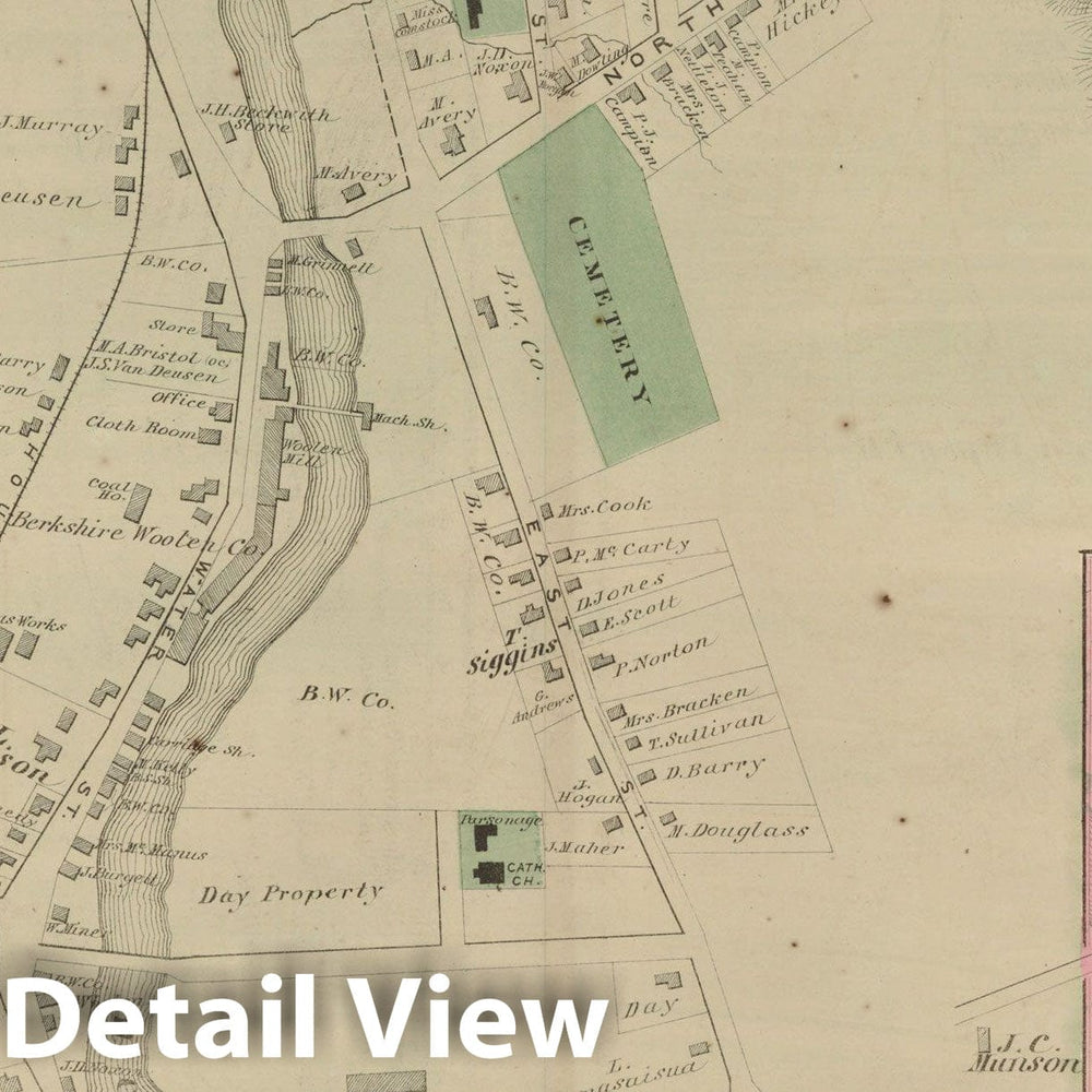 Historic Map : County Atlas of Berkshire County, Great Barrington 1876 , v2, Vintage Wall Art