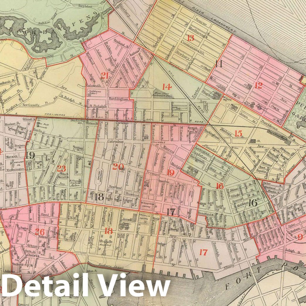 Historic Map : Atlas City of Boston, City Proper and Roxbury, Boston & Roxbury 1890 Index Plate , Vintage Wall Art