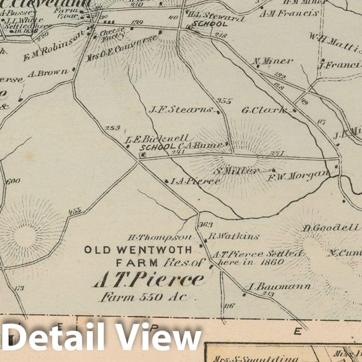 Historic Map : County Atlas of Berkshire County, Windsor 1876 , Vintage Wall Art