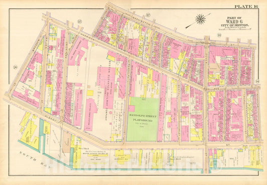 Historic Map : Atlas City of Boston, Boston Proper and Back Bay, Boston 1917 Plate 016 , Vintage Wall Art