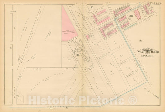 Historic Map : Atlas City of Boston, Boston Proper, Volume I, Boston 1883 Plate T , Vintage Wall Art