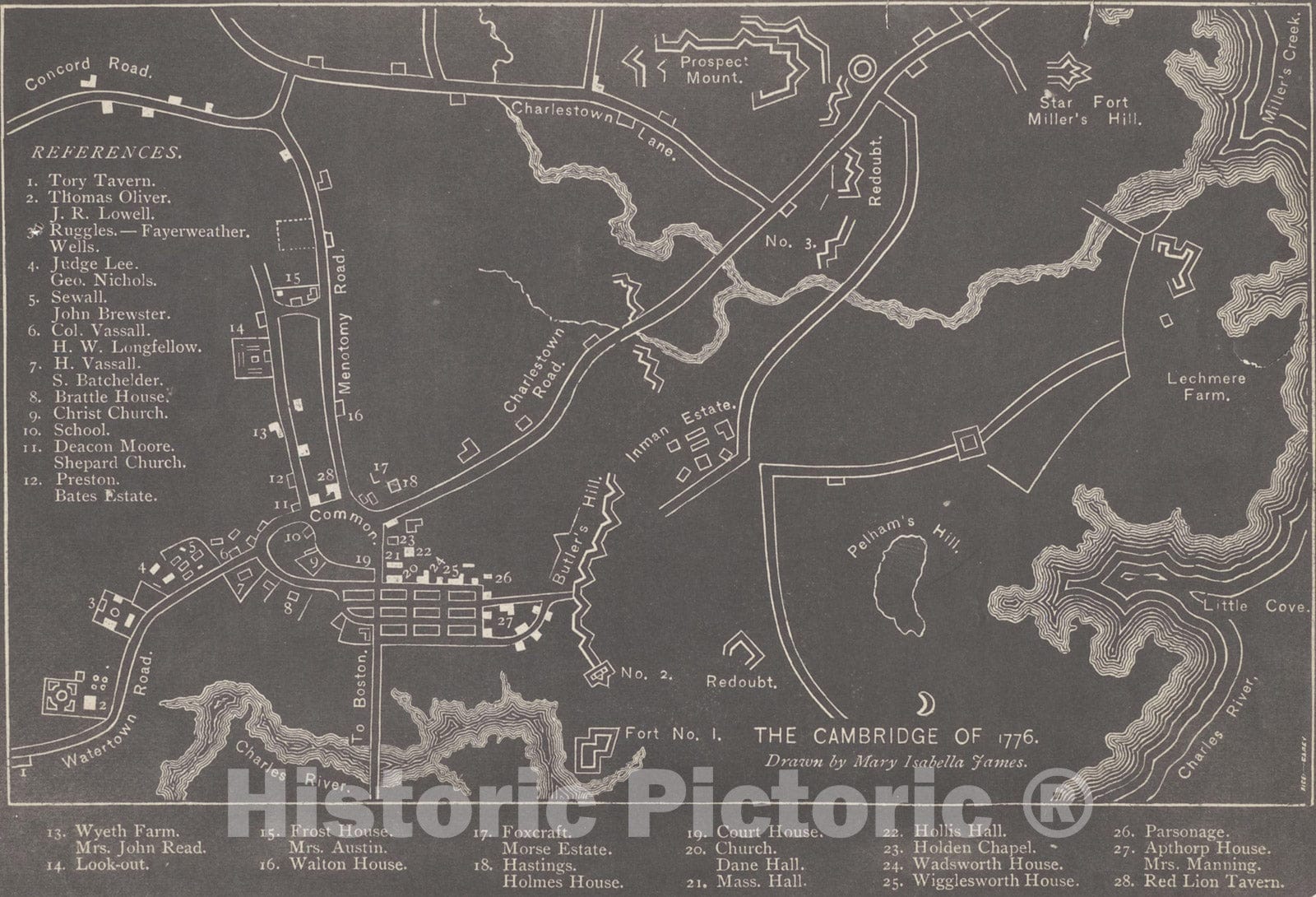 Historic Map : Cambridge 1776 , Vintage Wall Art