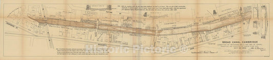 Historic Map : Cambridge Broad Canal 1902 Charles River Dam Report , Vintage Wall Art