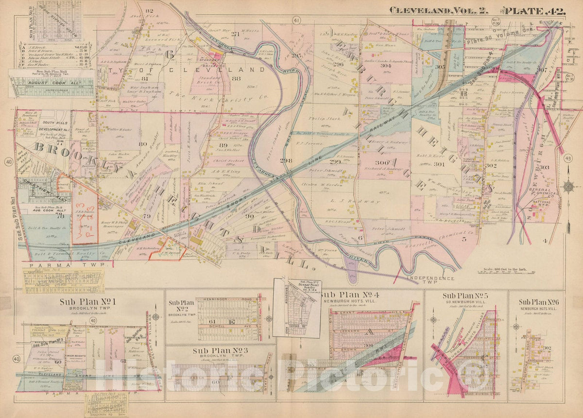 Historic Map : Plat Book of The City of Cleveland, Vol. Two, 1912 Plate 042 , Vintage Wall Art