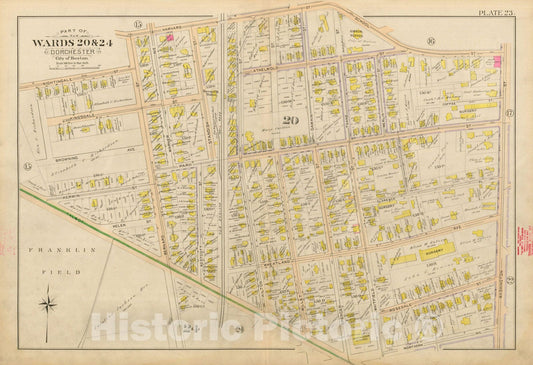 Historic Map : Atlas City of Boston, Vol. 5, Dorchester, Dorchester 1898 Plate 023 , Vintage Wall Art