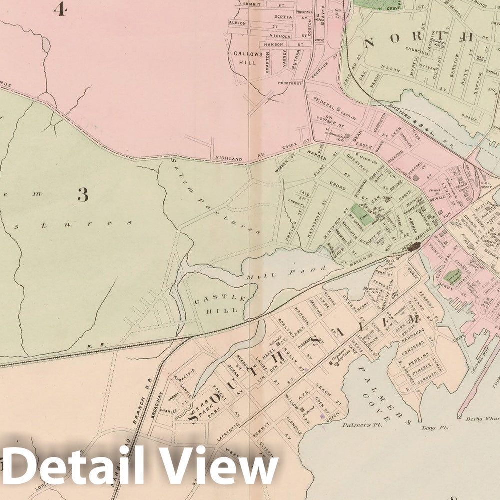 Historic Map : Atlas of Essex County, Salem 1884 , Vintage Wall Art