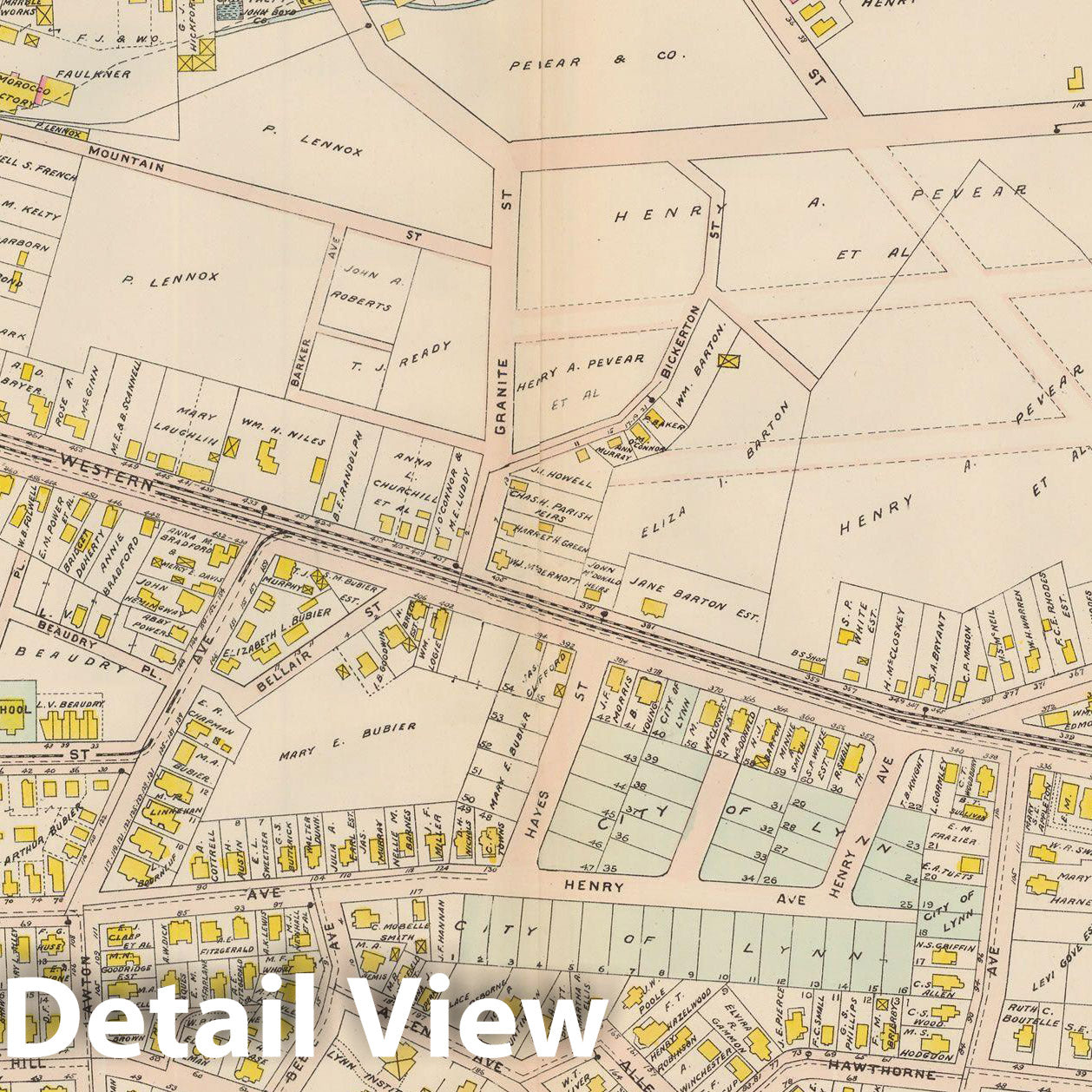 Historic Map : Atlas of Lynn, Swampscott and Saugus, Lynn 1905 Plate 006 , Vintage Wall Art