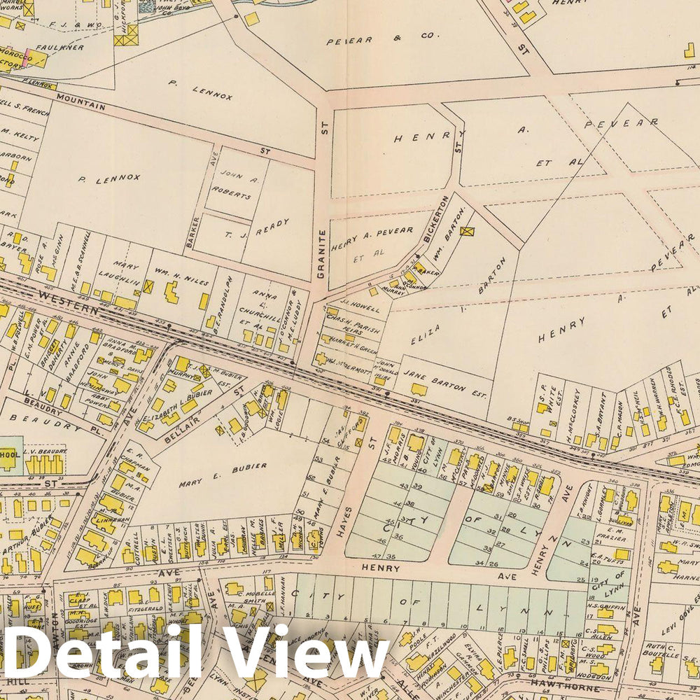 Historic Map : Atlas of Lynn, Swampscott and Saugus, Lynn 1905 Plate 006 , Vintage Wall Art