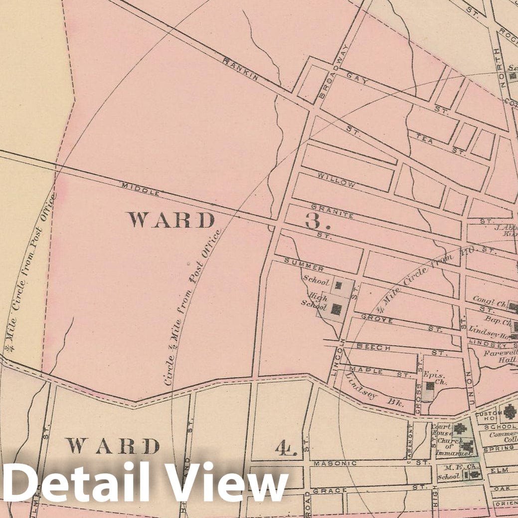 Historic Map : Atlas of Maine, Rockland 1885 , Vintage Wall Art