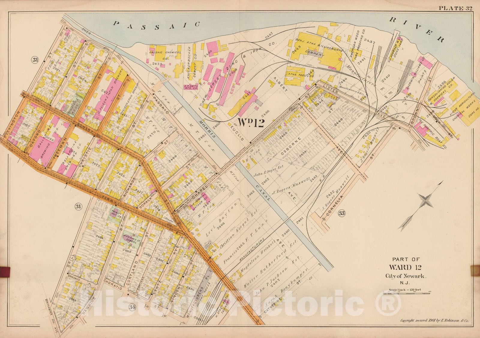 Historic Map : Atlas City of Newark, Newark 1901 Plate 032 , Vintage Wall Art