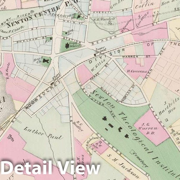 Historic Map : Atlas of Newton, Newton 1874 , v3, Vintage Wall Art