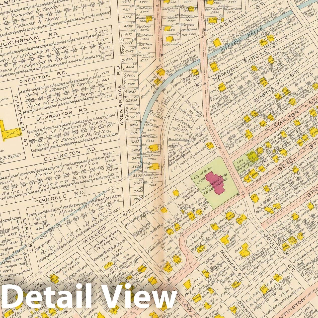 Historic Map : Atlas City of Quincy, Quincy 1907 Plate 004 , Vintage Wall Art