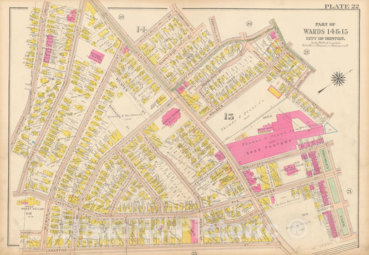 Historic Map : Atlas City of Boston, Roxbury, Roxbury 1915 Plate 022 , Vintage Wall Art